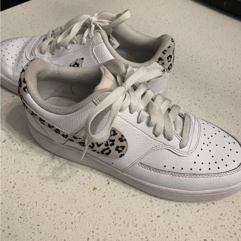 Women’s Nike Court Vision Low (White/Leopard) Sz. 9